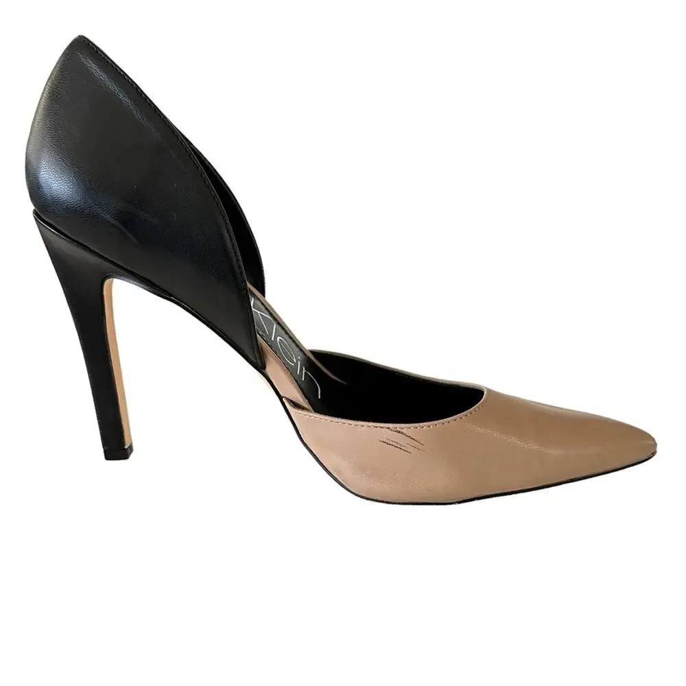 Calvin Klein Brena D’ORSAy tan and black 4” heels. Pointed‎ toes size 9